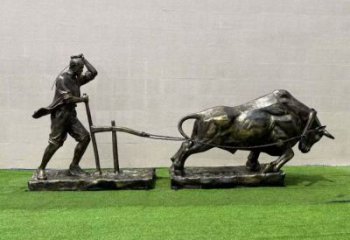 仿古農耕牛雕塑供應 庭院彩繪雕塑 田間雕塑小品