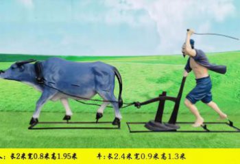承接園林農耕牛雕塑制作 田間彩繪雕塑 仿真擺件實景