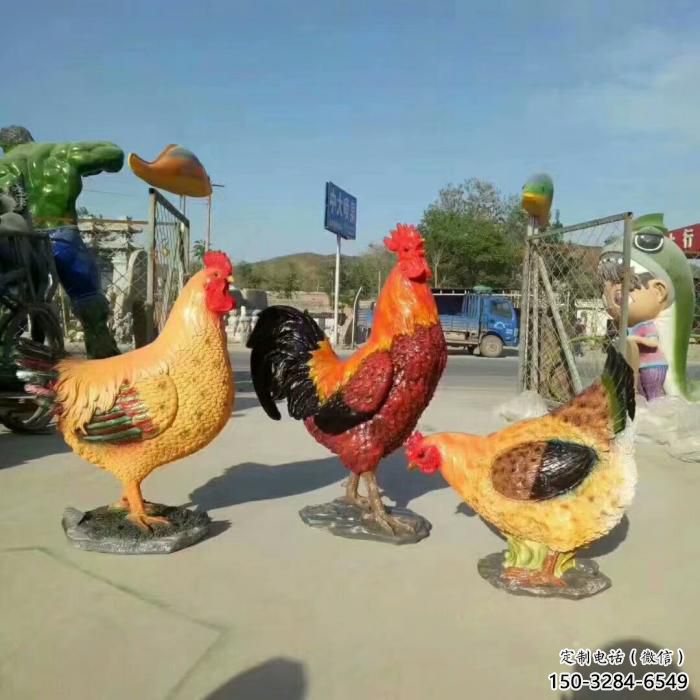 商業(yè)街玻璃鋼公雞雕塑廠家 售樓處學(xué)校雕塑 家禽擺件