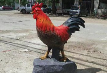 公園公雞銅雕塑廠家 酒店門(mén)口雕塑 彩繪擺件