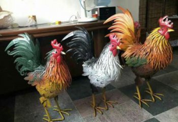 玻璃鋼田間公雞雕塑廠家 彩繪仿真雕塑 園林擺件