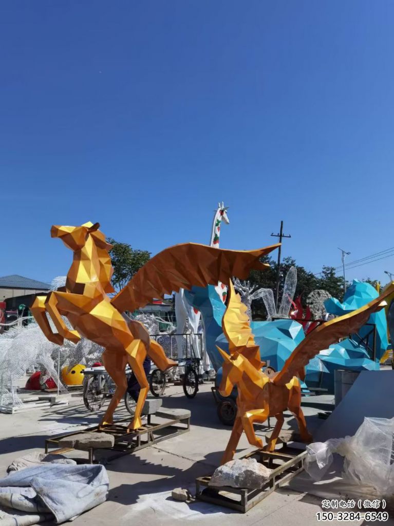 玻璃鋼商場(chǎng)飛馬雕塑 仿真雕塑 店門(mén)口小品