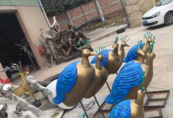風(fēng)景區(qū)玻璃鋼孔雀雕塑 售樓處廣場雕塑 仿古擺件