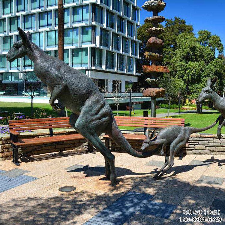 商場袋鼠銅雕塑 仿真動物雕塑 店門口小品