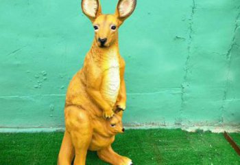 玻璃鋼袋鼠雕塑廠家 庭院仿真雕塑 彩繪擺件