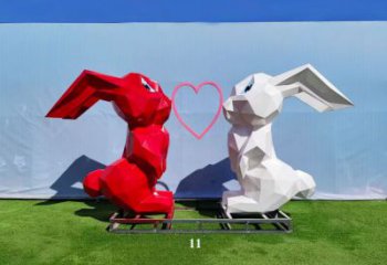 不銹鋼廣場兔子雕塑 公園仿真雕塑 抽象擺件