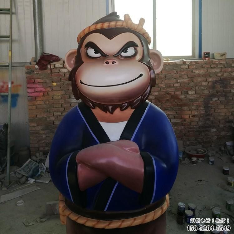 園林玻璃鋼猴子雕塑廠家 田間彩繪雕塑 仿真擺件