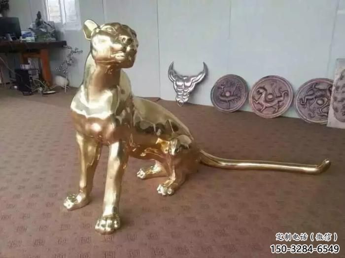 古銅色豹子銅雕塑廠家 大型城市雕塑 商業街擺件