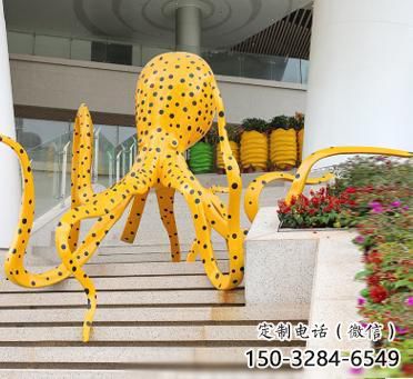 玻璃鋼章魚(yú)雕塑廠家，仿真彩繪工藝，景觀動(dòng)物小品 (5)