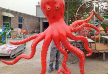 玻璃鋼章魚雕塑廠家，仿真彩繪工藝，景觀動(dòng)物小品 (2)