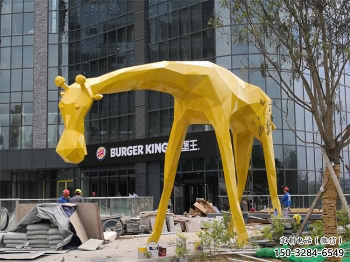 不銹鋼長頸鹿雕塑，異形幾何動物，售樓處小區擺件 (10)