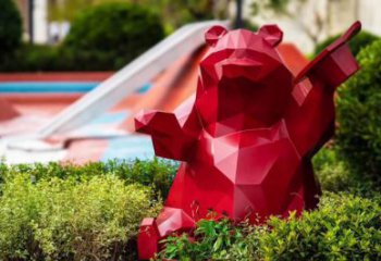 不銹鋼大熊雕塑，公園廣場(chǎng)雕塑，仿真彩繪工藝 (5)