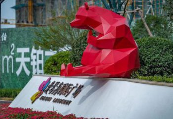 不銹鋼大熊雕塑，公園廣場(chǎng)雕塑，仿真彩繪工藝 (8)