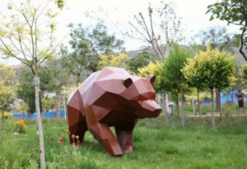 不銹鋼大熊雕塑，公園廣場雕塑，仿真彩繪工藝 (9)