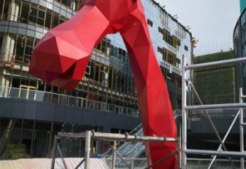 不銹鋼長頸鹿雕塑，異形幾何動(dòng)物，售樓處小區(qū)擺件 (1)