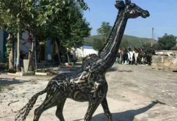 不銹鋼長頸鹿雕塑，異形幾何動(dòng)物，售樓處小區(qū)擺件 (2)