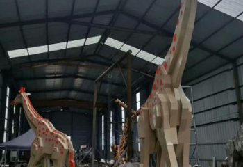 不銹鋼長頸鹿雕塑，異形幾何動物，售樓處小區(qū)擺件 (6)