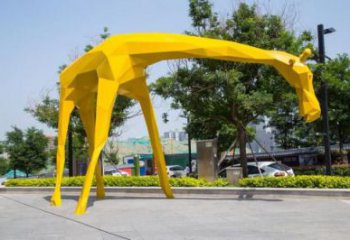 不銹鋼長頸鹿雕塑，異形幾何動物，售樓處小區(qū)擺件 (7)