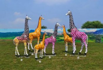 玻璃鋼長(zhǎng)頸鹿雕塑，仿真彩繪工藝，公園廣場(chǎng)房地產(chǎn)擺放 (5)