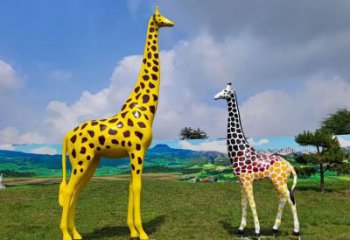 玻璃鋼長(zhǎng)頸鹿雕塑，仿真彩繪工藝，公園廣場(chǎng)房地產(chǎn)擺放 (6)