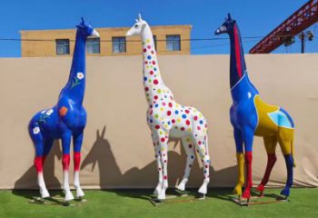 玻璃鋼長(zhǎng)頸鹿雕塑，仿真彩繪工藝，公園廣場(chǎng)房地產(chǎn)擺放 (8)