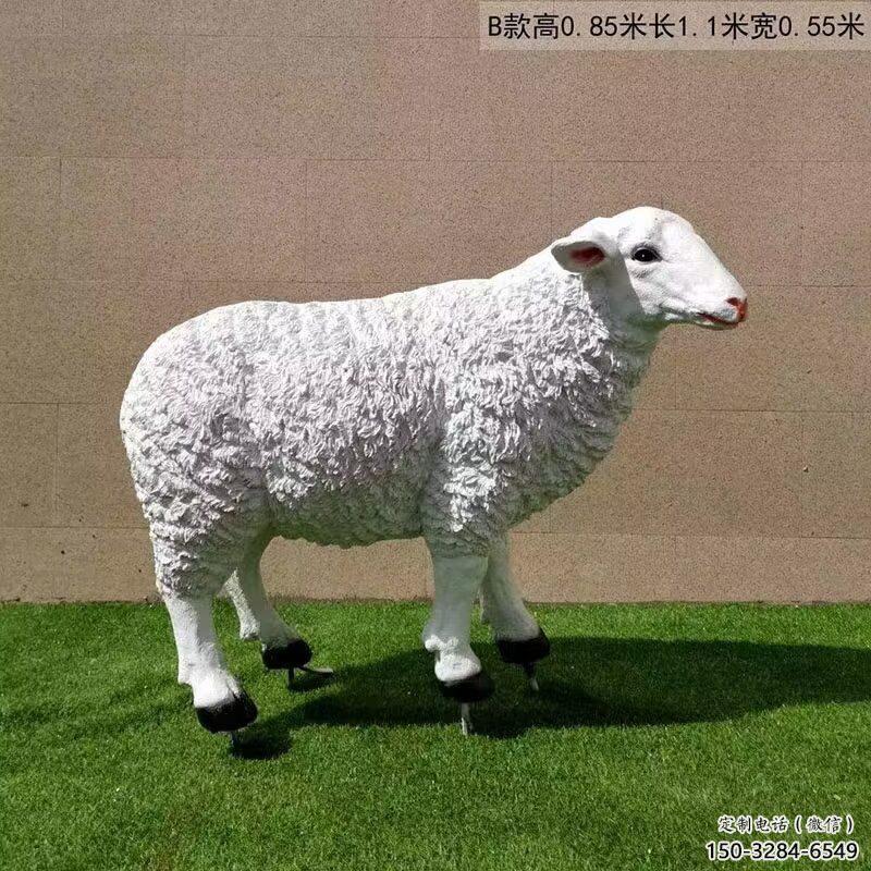 彩繪玻璃鋼綿羊雕塑，動物景觀，廣場園林雕塑