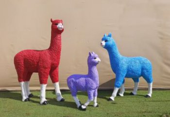 彩繪玻璃鋼綿羊雕塑廠家，動物景觀，園林小品