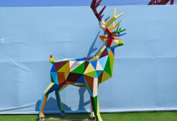 彩繪麋鹿雕塑 仿真雕塑 步行街擺件