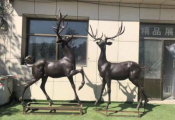 鑄銅大型麋鹿雕塑 門(mén)口創(chuàng)意雕塑 售樓處小品