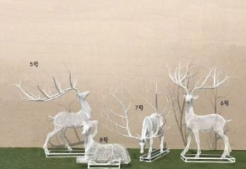 售樓處不銹鋼麋鹿雕塑 商業(yè)街仿真雕塑 動(dòng)物擺件