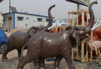 酒店小象雕塑，家禽主題，鍍銅工藝