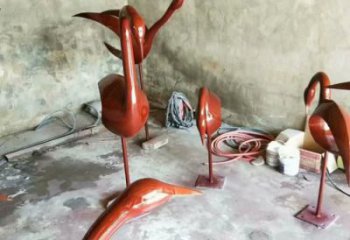 庭院鳥類雕塑，現代小品，彩繪工藝