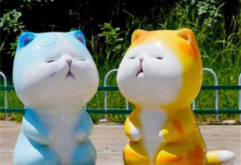 農村貓咪雕塑，鏤空海洋雕塑，抽象效果