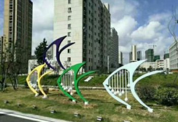 幼兒園魚形雕塑，鐵藝文化雕塑，鑄造制作