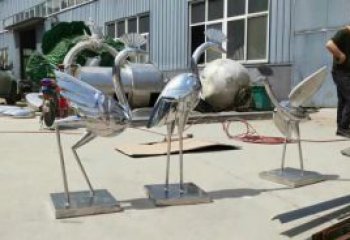 景區白鷺雕塑，鍍金歐式雕塑，鐵藝材質