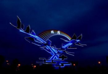 庭院白鷺雕塑，鍍金歐式雕塑，網(wǎng)格形式