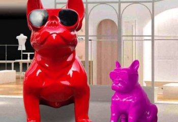 小區(qū)哈巴狗雕塑，拉絲海洋雕塑，抽象效果