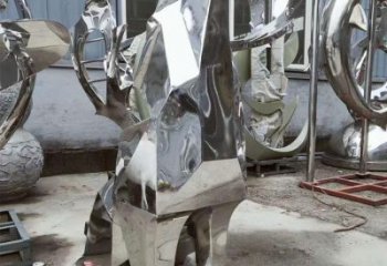 園林哈巴狗雕塑，噴漆運(yùn)動(dòng)雕塑，網(wǎng)格形式