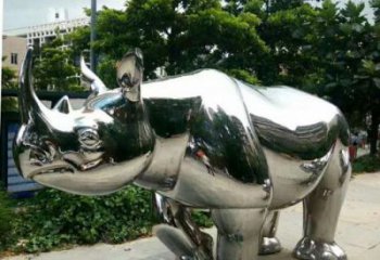 農(nóng)村犀牛雕塑，鏤空海洋雕塑，抽象效果