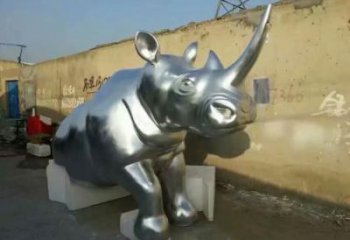 犀牛雕塑，園林動物雕塑，鏡面拋光效果