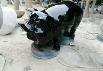 景區(qū)野豬雕塑，鍍金歐式雕塑，鐵藝材質(zhì)