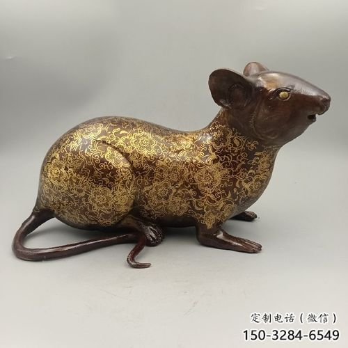 酒店老鼠雕塑，鍍金歐式雕塑，仿古擺件