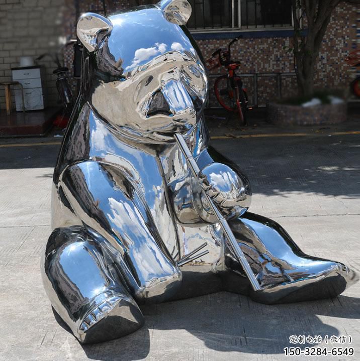 室內(nèi)狗熊雕塑，拉絲海洋雕塑，抽象效果