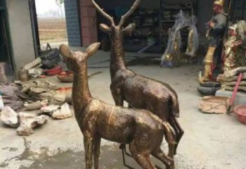 城市馴鹿雕塑，網格體育雕塑，古銅效果