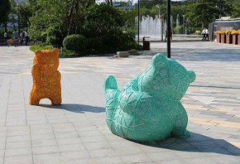 街道狗熊雕塑，鑄銅農(nóng)耕雕塑，古銅效果