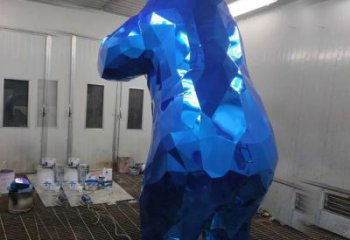 小區(qū)狗熊雕塑，拉絲海洋雕塑，抽象效果