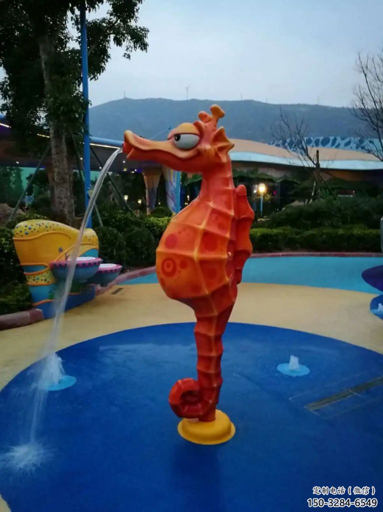 園林河馬雕塑，噴漆運動雕塑，動漫形式