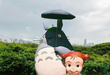 廣場龍貓雕塑，卡通水景雕塑，抽象效果