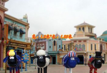 城市小羊雕塑，網格體育雕塑，古銅效果