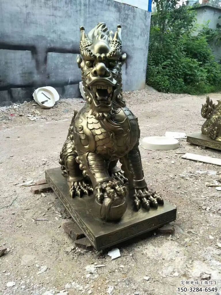 室內麒麟雕塑，拉絲海洋雕塑，抽象效果